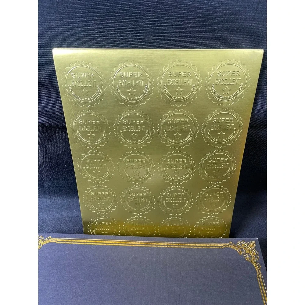 Kosiz 300 Pcs Certificate of Accomplishment Set Black White Gold Foil Seals New‎